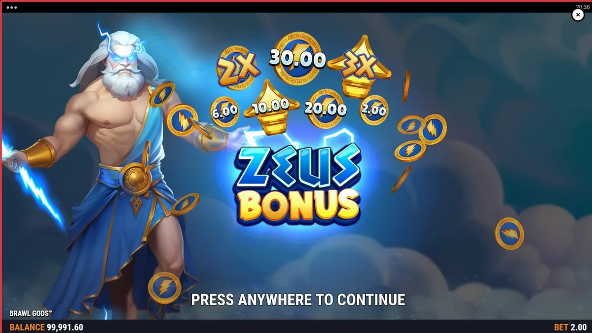 Visual pertempuran Zeus dan Hades dalam slot Brawl Gods